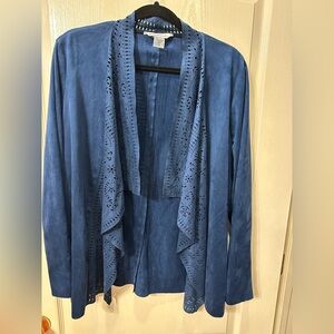 Allison Daley Soft Suede Navy Open Front Cardigan